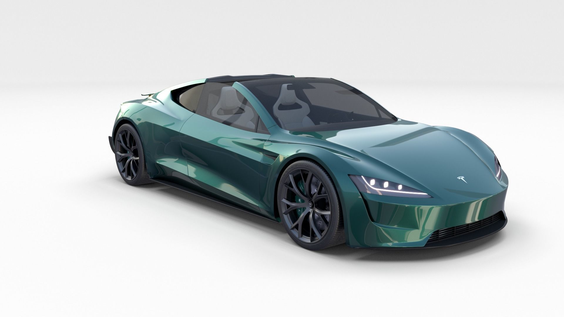 Tesla Roadster Green with Interior 3D model_48