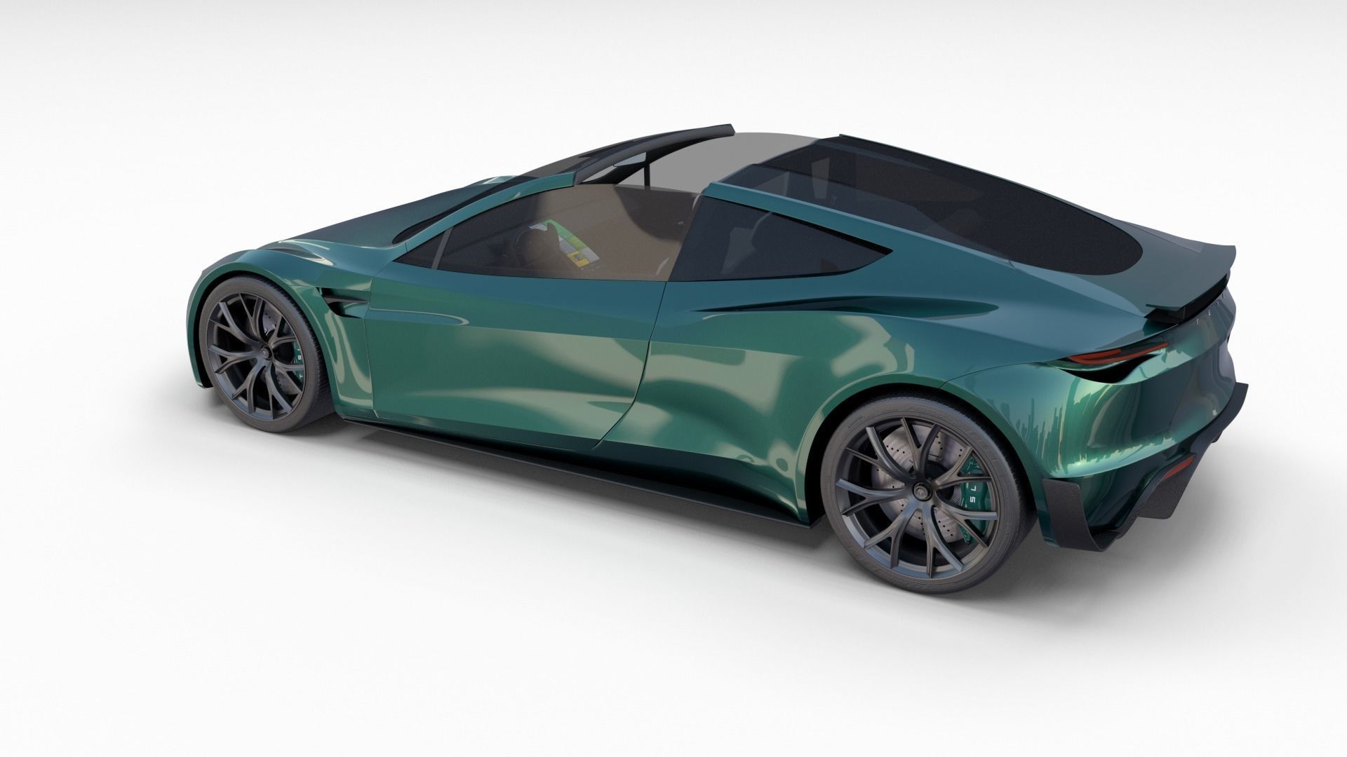 Tesla Roadster Green with Interior 3D model_51