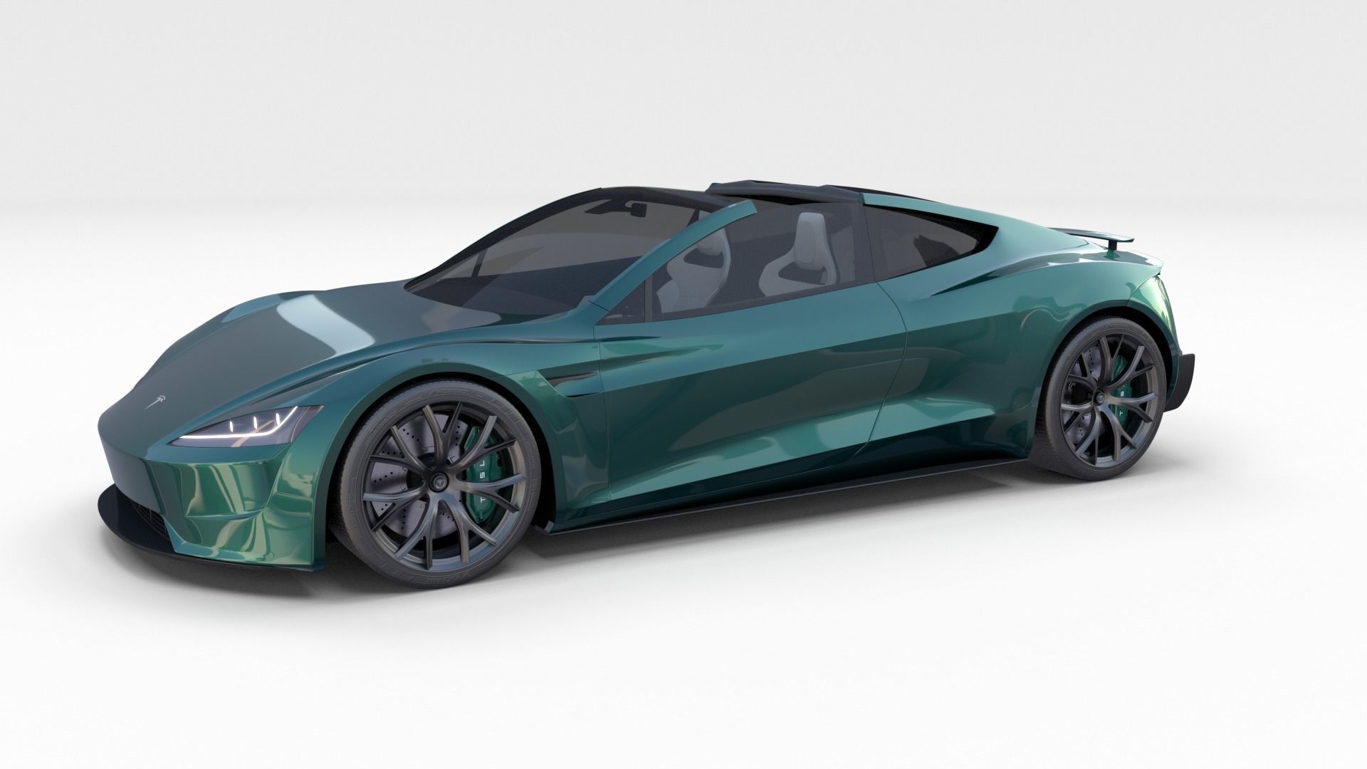 Tesla Roadster Green with Interior 3D model_43