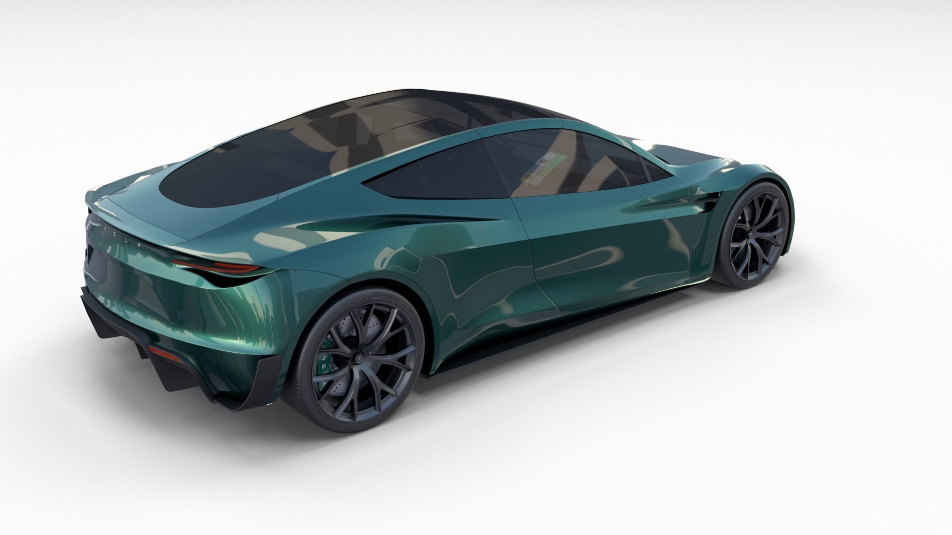 Tesla Roadster Green with Interior 3D model_9