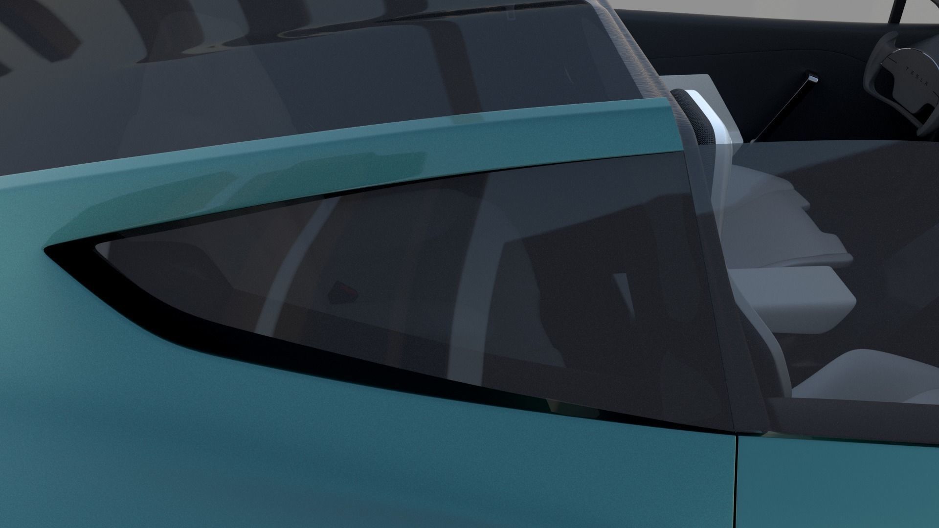 Tesla Roadster Green with Interior 3D model_58