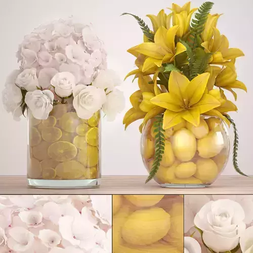 Decorative bouquet of flowers 3D model