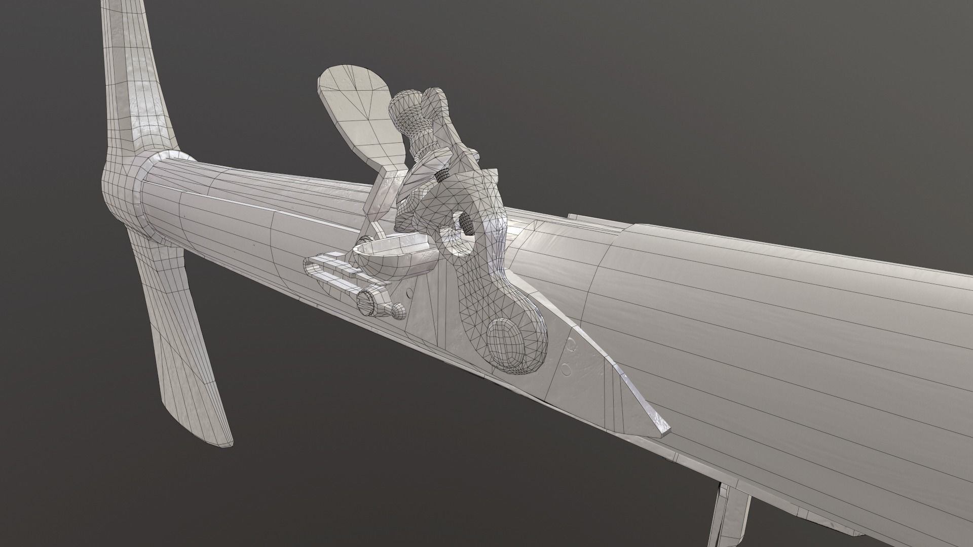 Boarding axe and carbine Low-poly 3D model_6