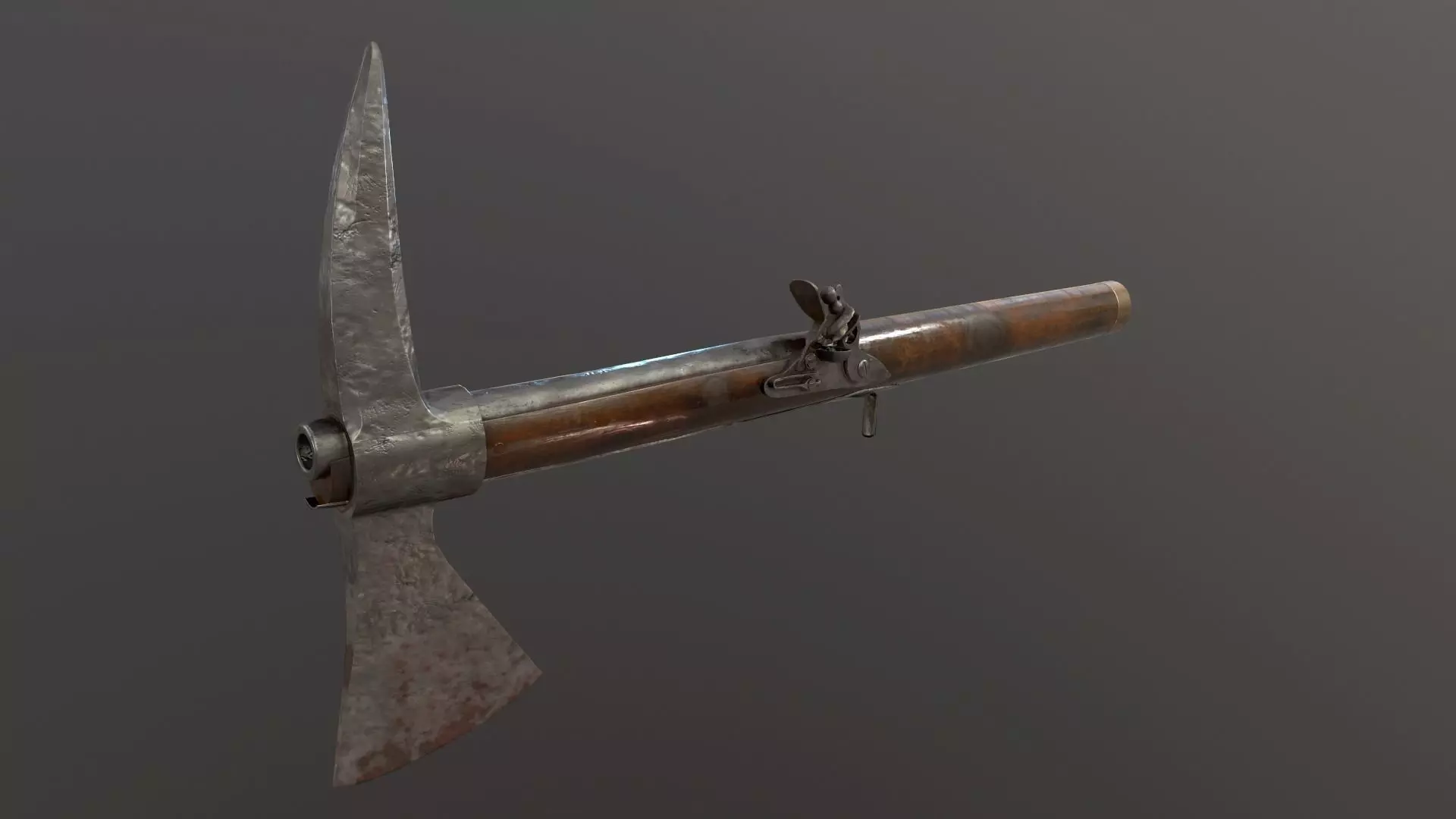 Boarding axe and carbine Low-poly 3D model_0