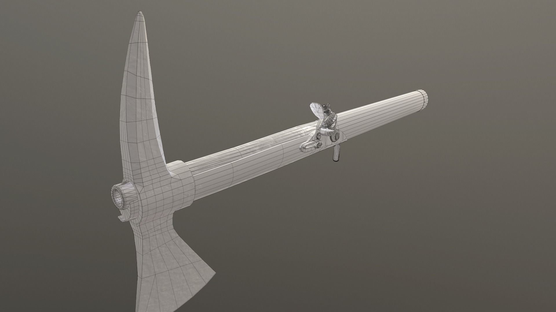 Boarding axe and carbine Low-poly 3D model_5