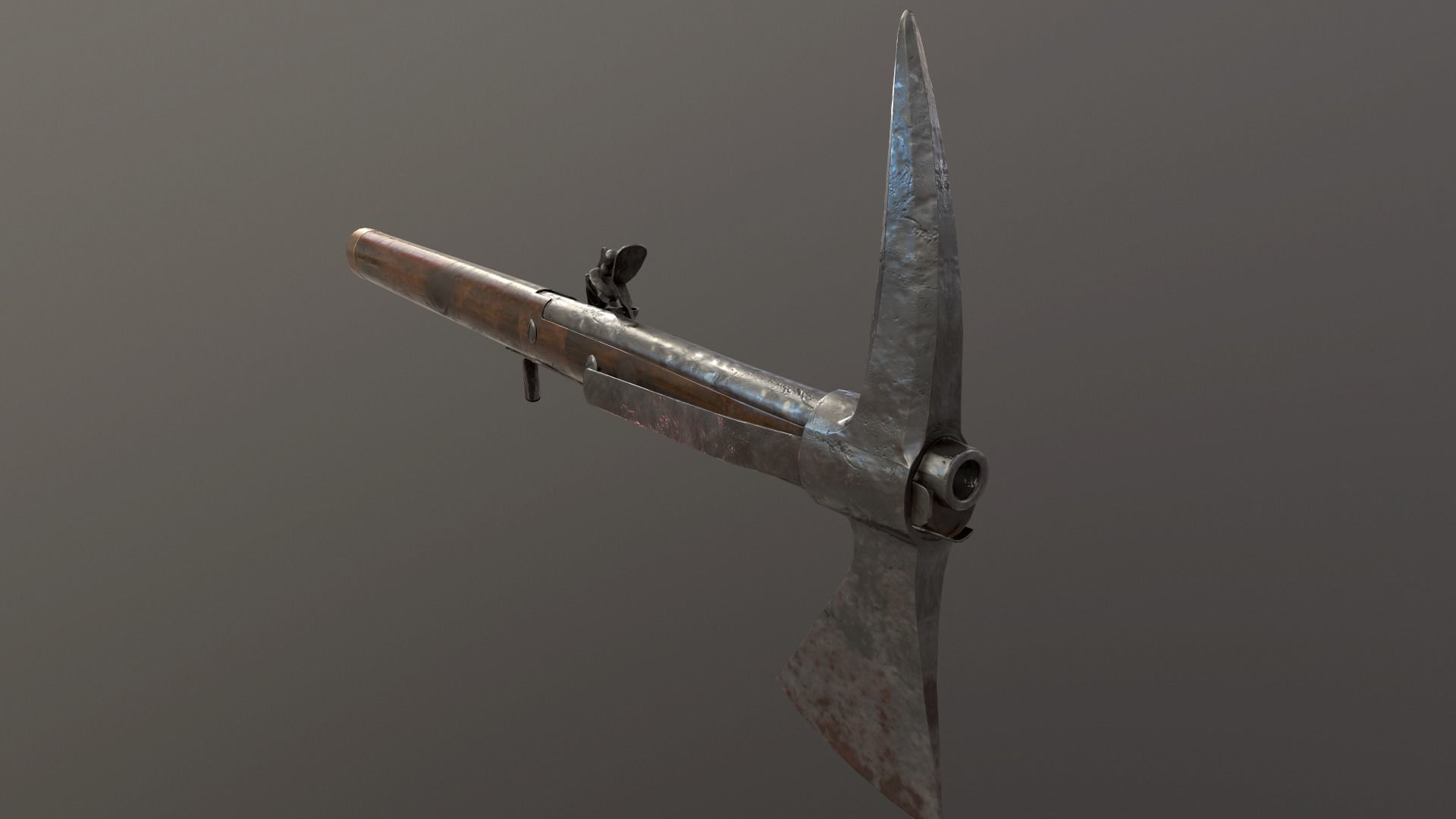 Boarding axe and carbine Low-poly 3D model_2