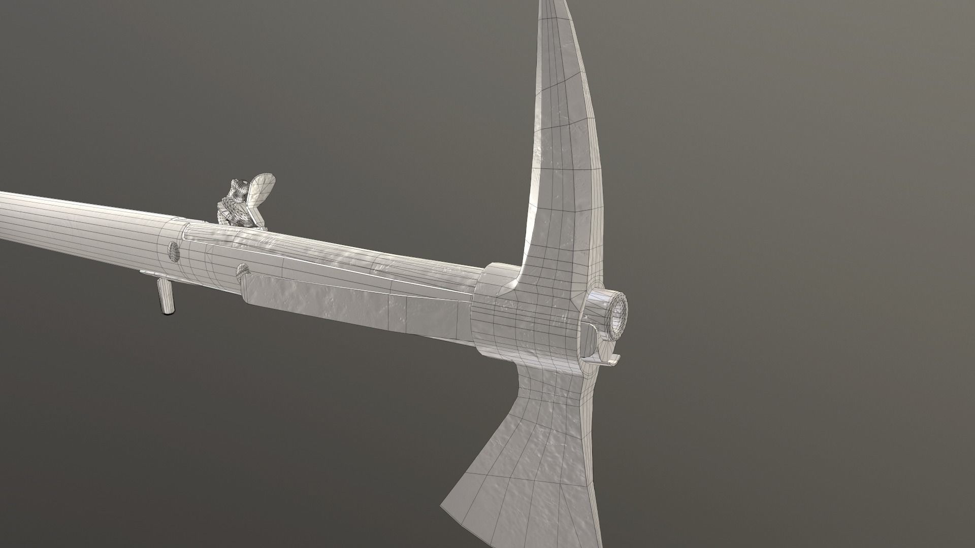 Boarding axe and carbine Low-poly 3D model_4