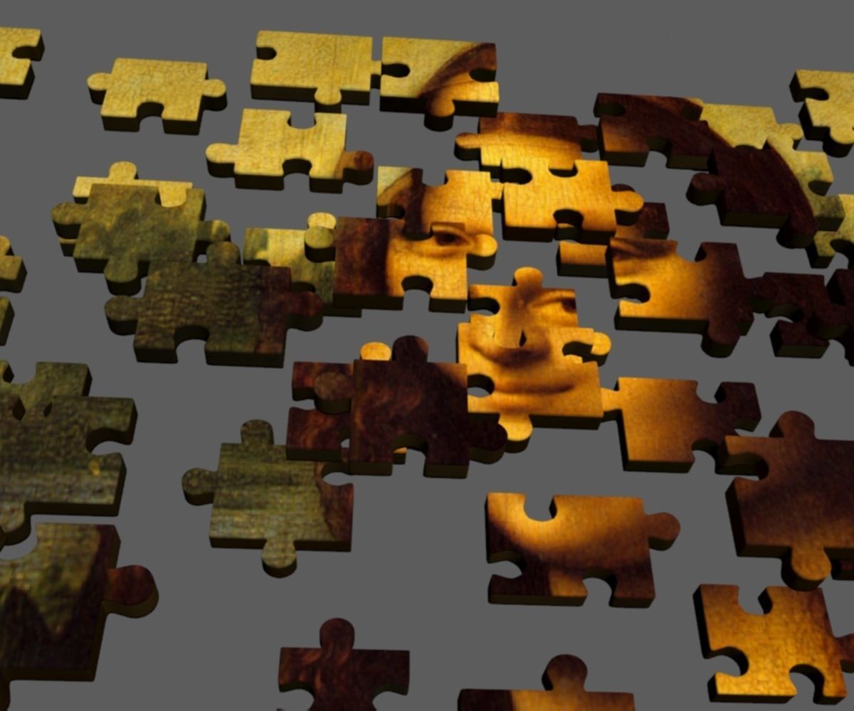 Mona Lisa puzzle Low-poly 3D model_1