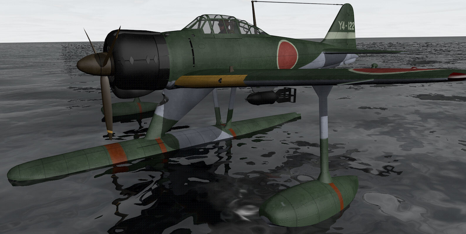Nakajima A6M2-N Rufe 3D model_6