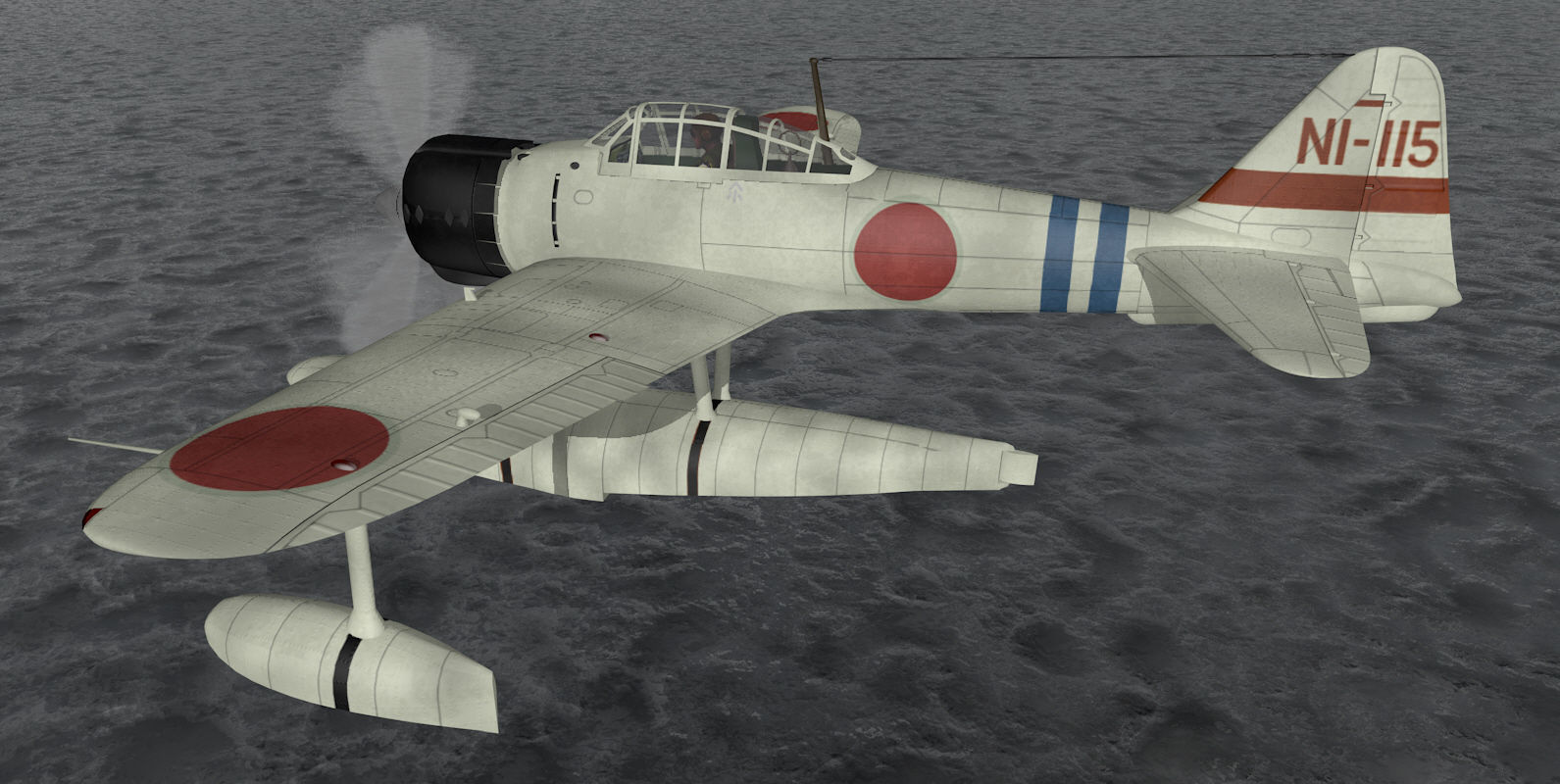 Nakajima A6M2-N Rufe 3D model_9