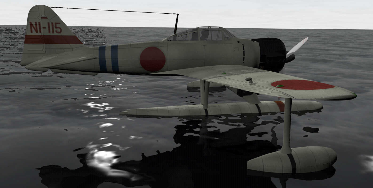Nakajima A6M2-N Rufe 3D model_5