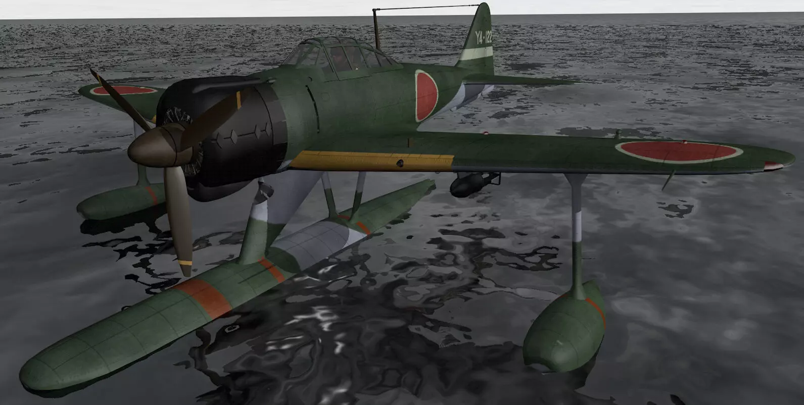 Nakajima A6M2-N Rufe 3D model_0