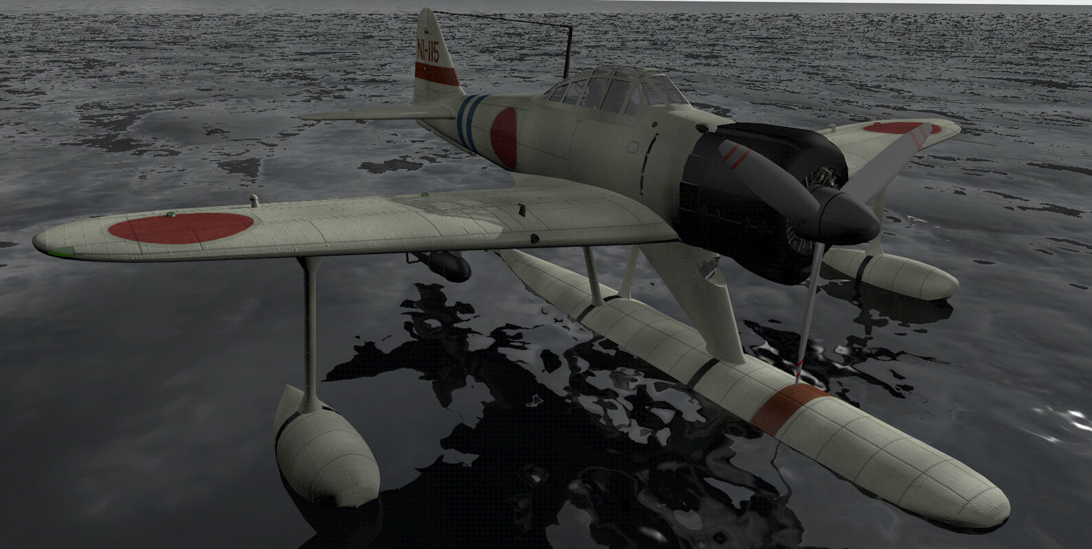 Nakajima A6M2-N Rufe 3D model_7