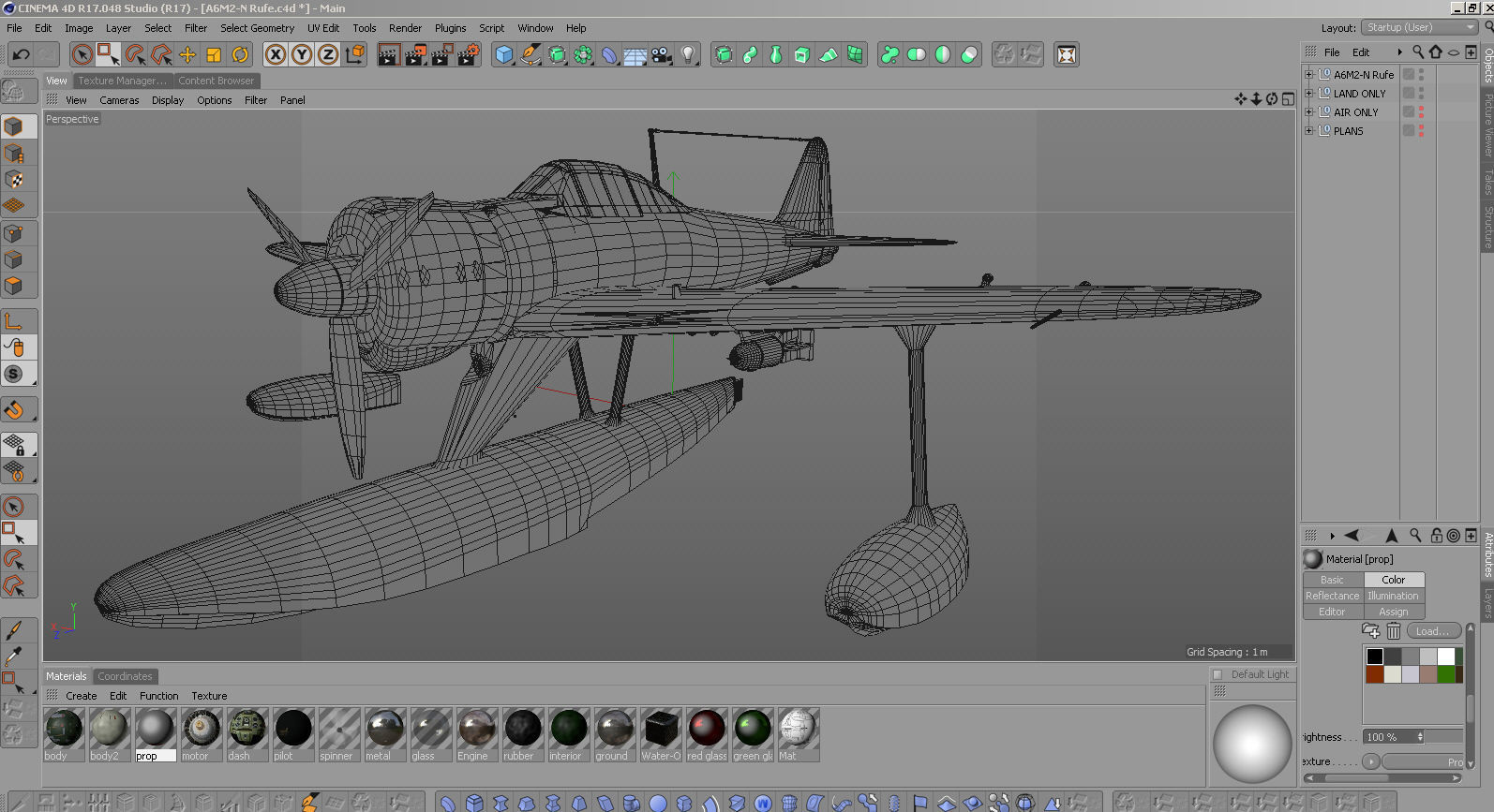 Nakajima A6M2-N Rufe 3D model_12
