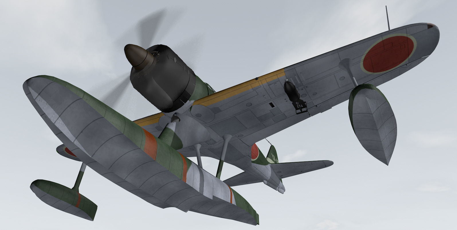 Nakajima A6M2-N Rufe 3D model_10