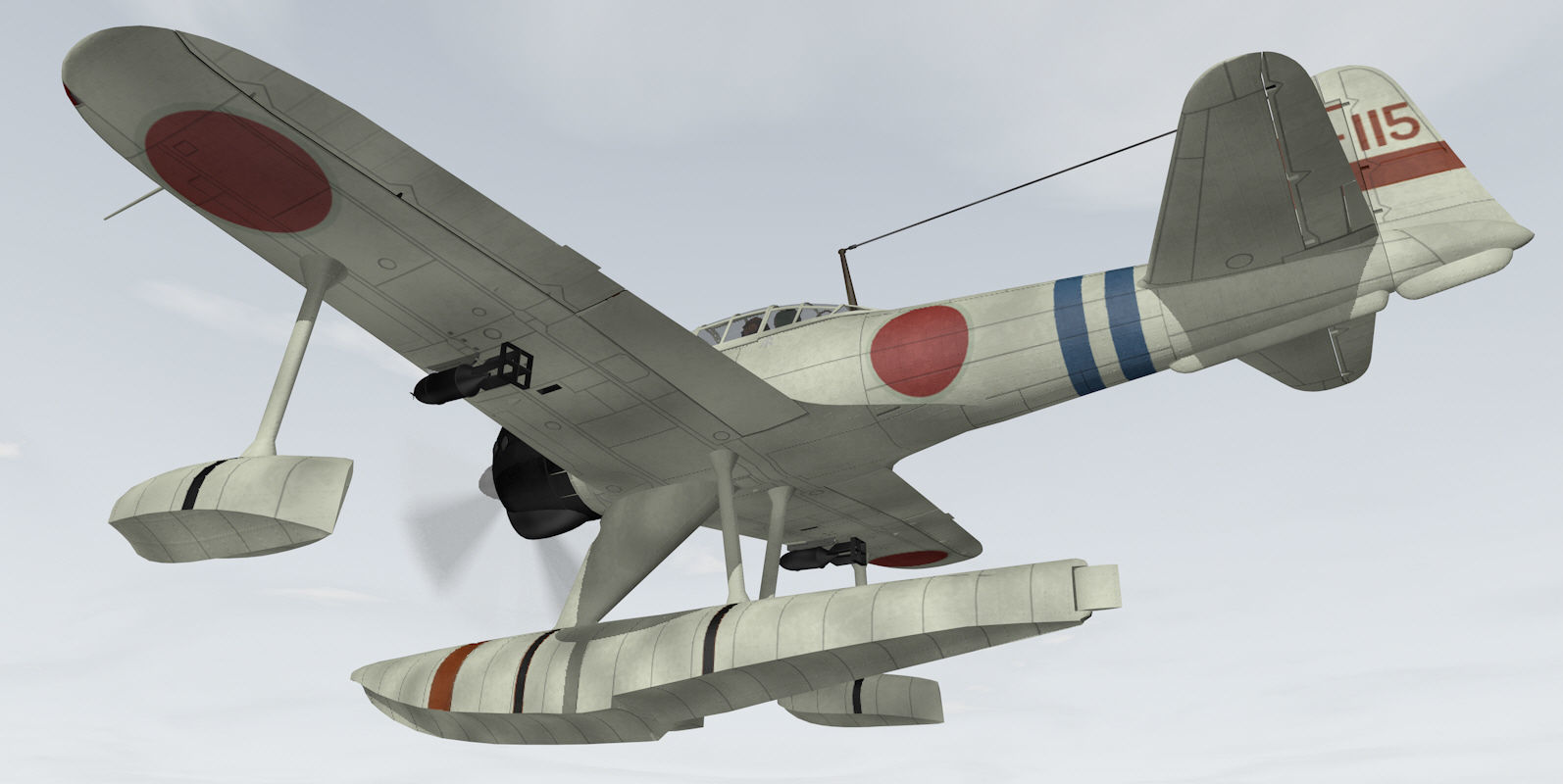 Nakajima A6M2-N Rufe 3D model_11