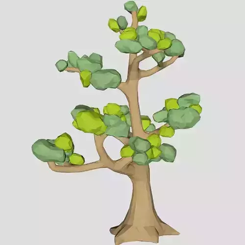Low poly huge ash tree  for cartoon or game