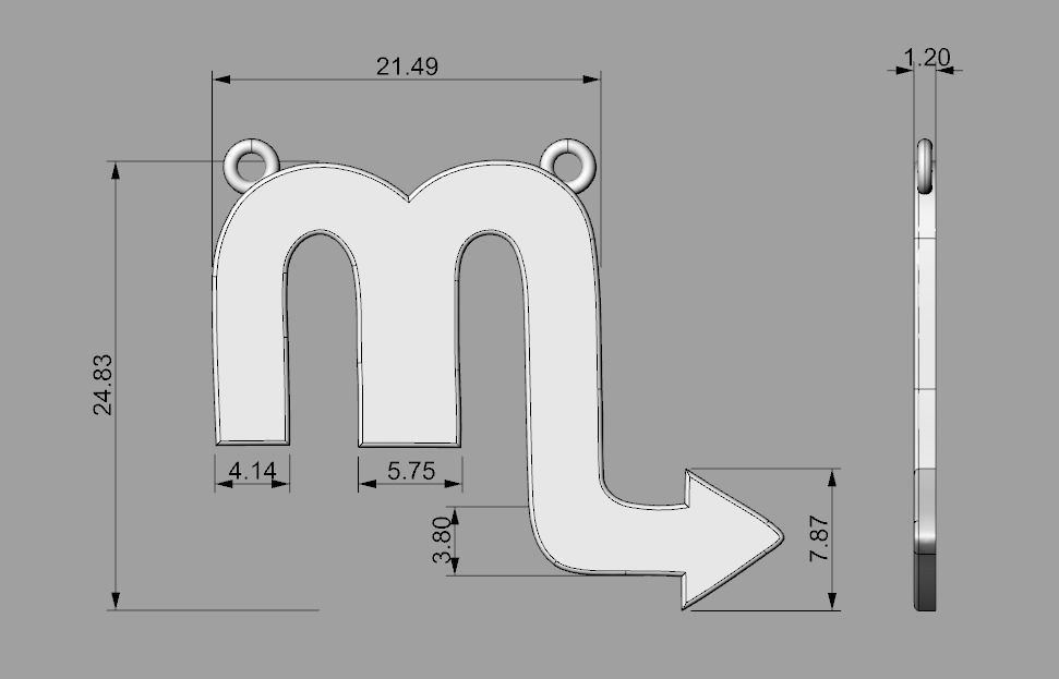 Simple Scorpio zodiac pendant 3D print model_4