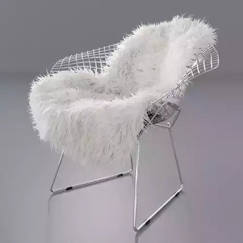 Sheepskin on Bertoia Diamond chair by Knoll