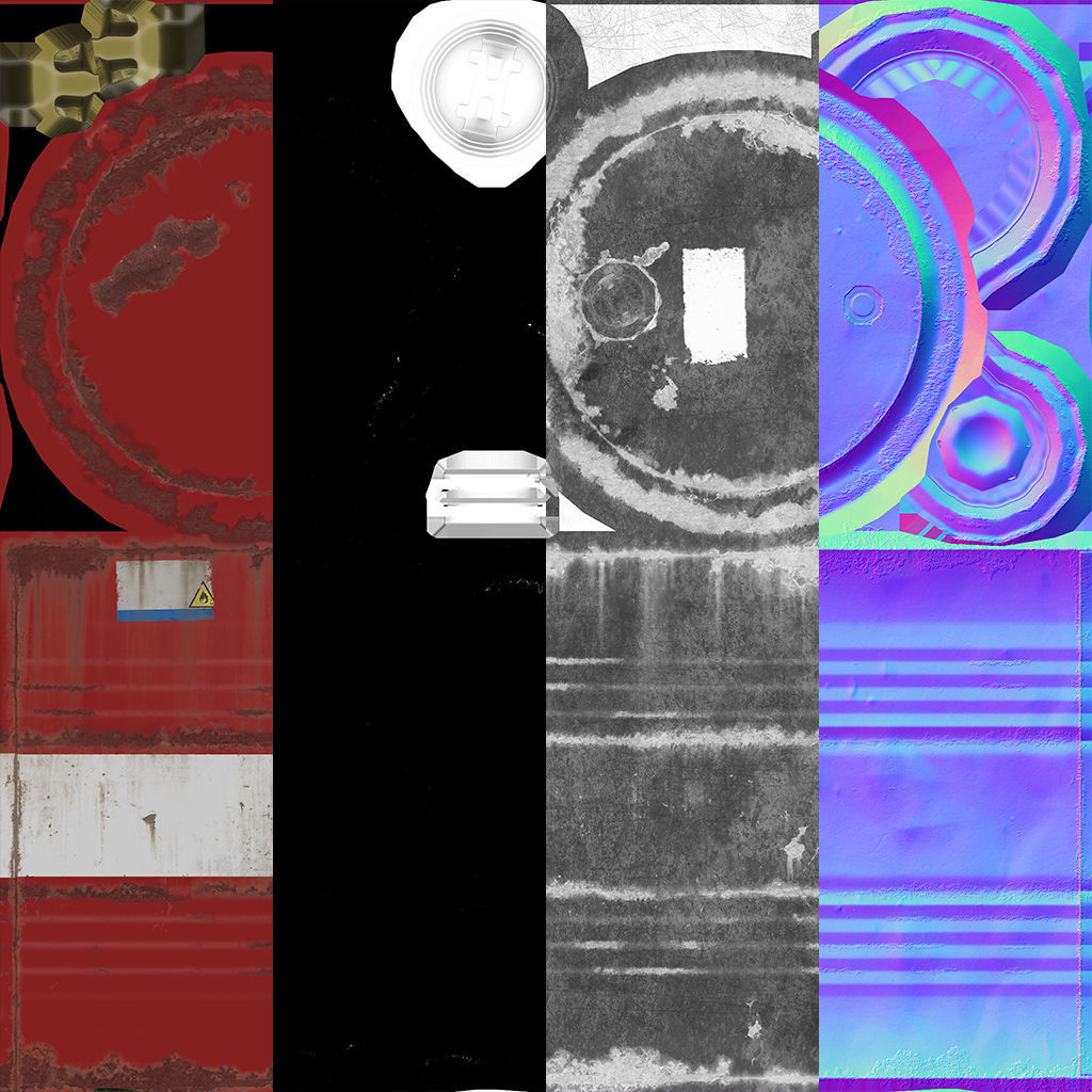 Oil Drum Low-poly 3D model_9