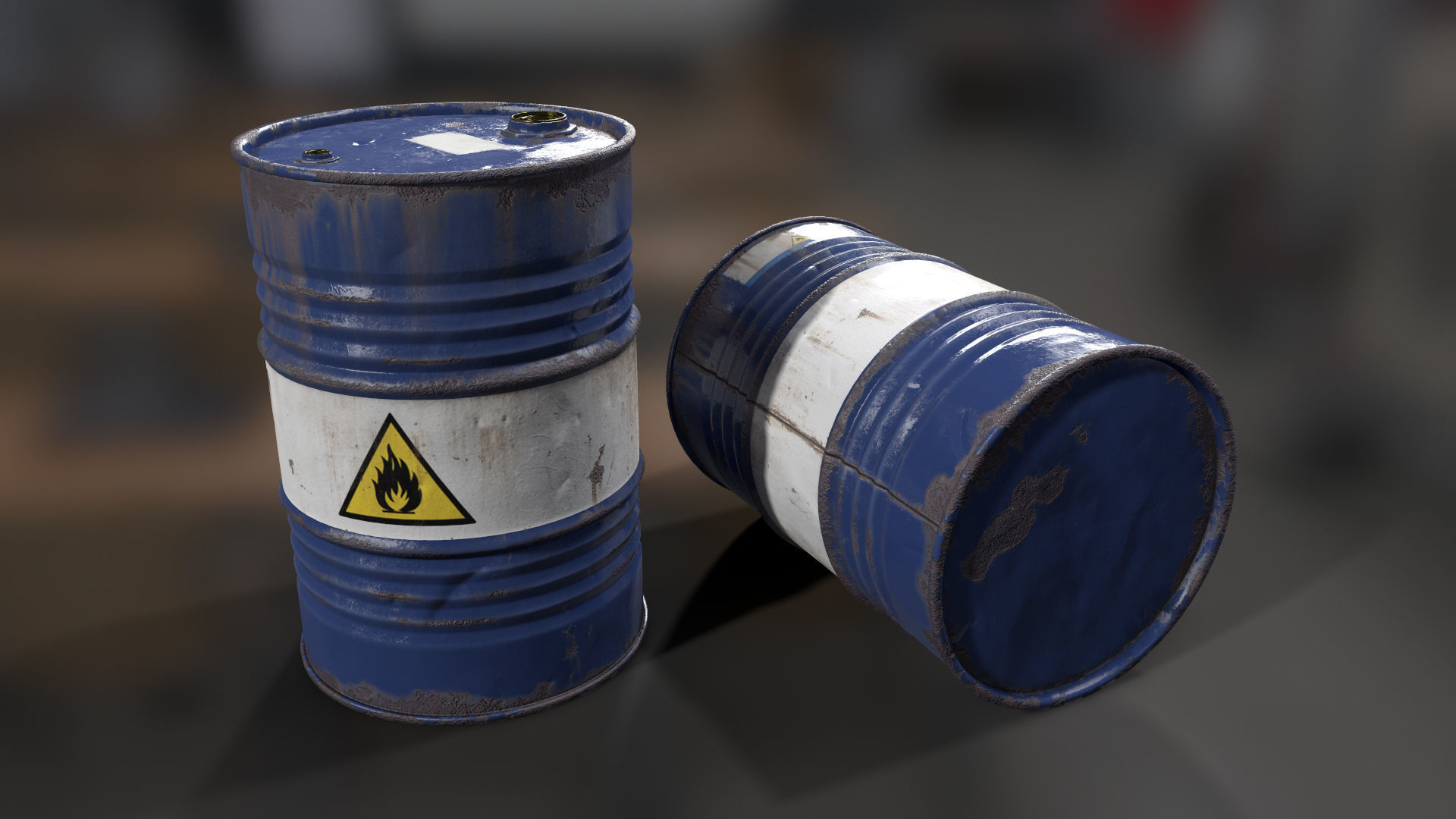 Oil Drum Low-poly 3D model_2
