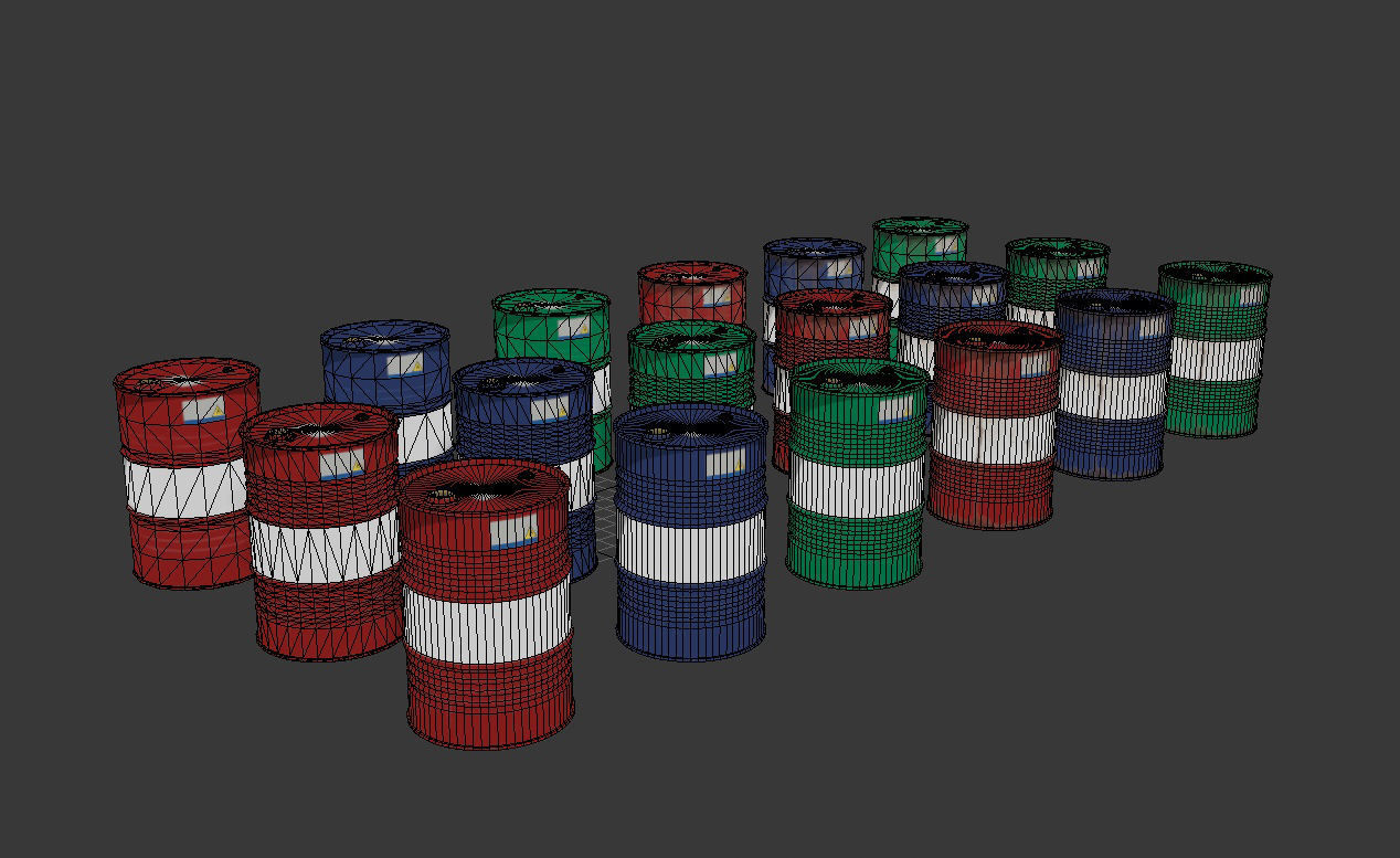 Oil Drum Low-poly 3D model_8