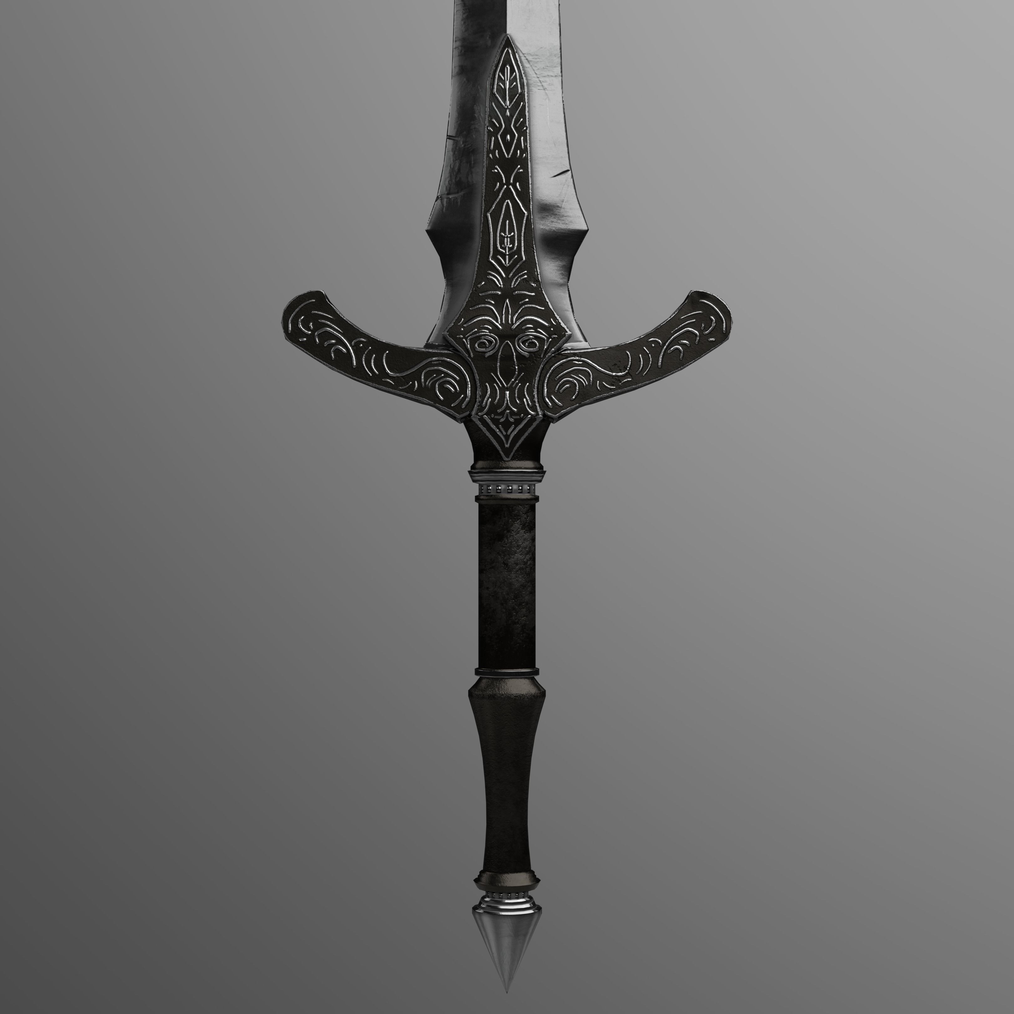 Old sword Low-poly 3D model_2