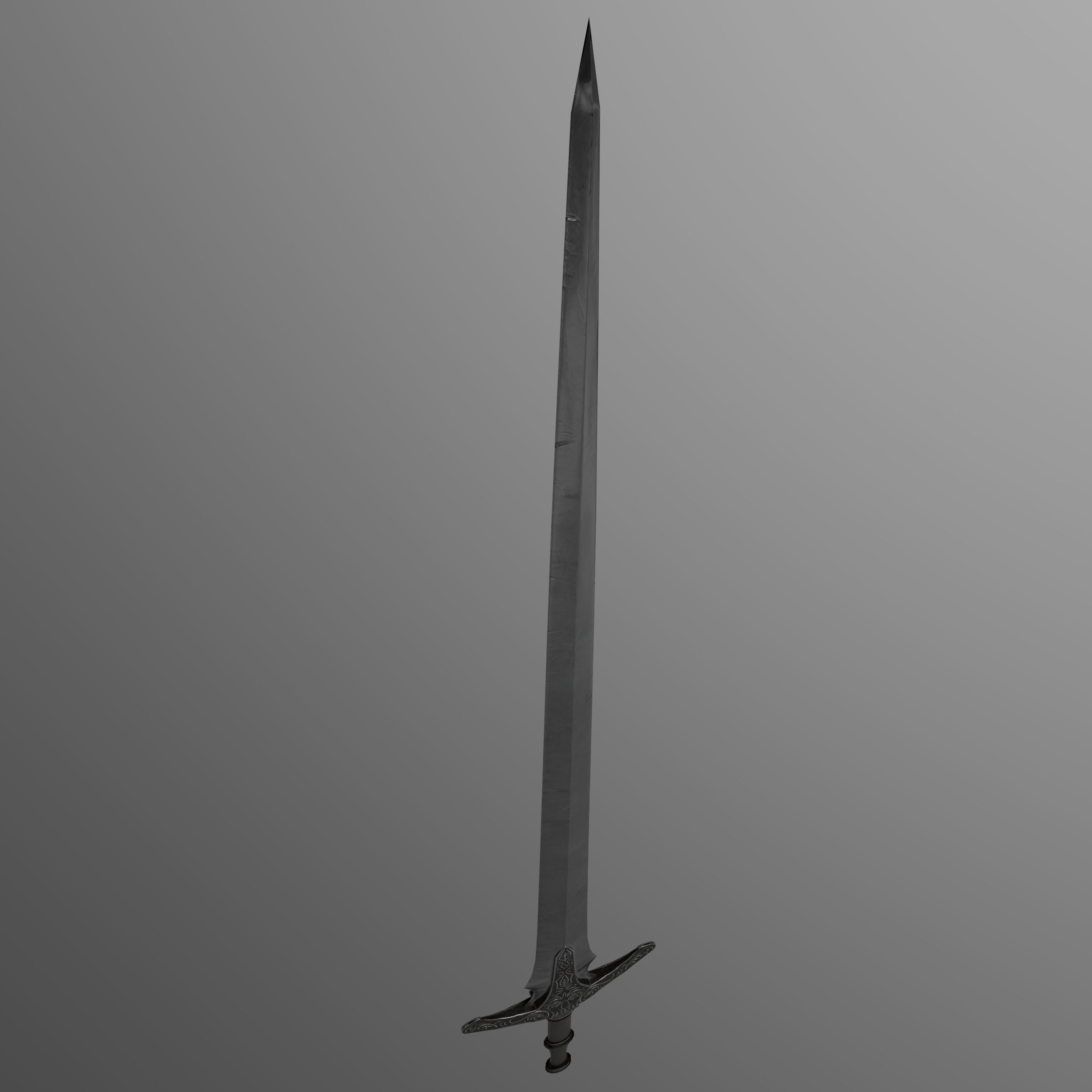 Old sword Low-poly 3D model_6