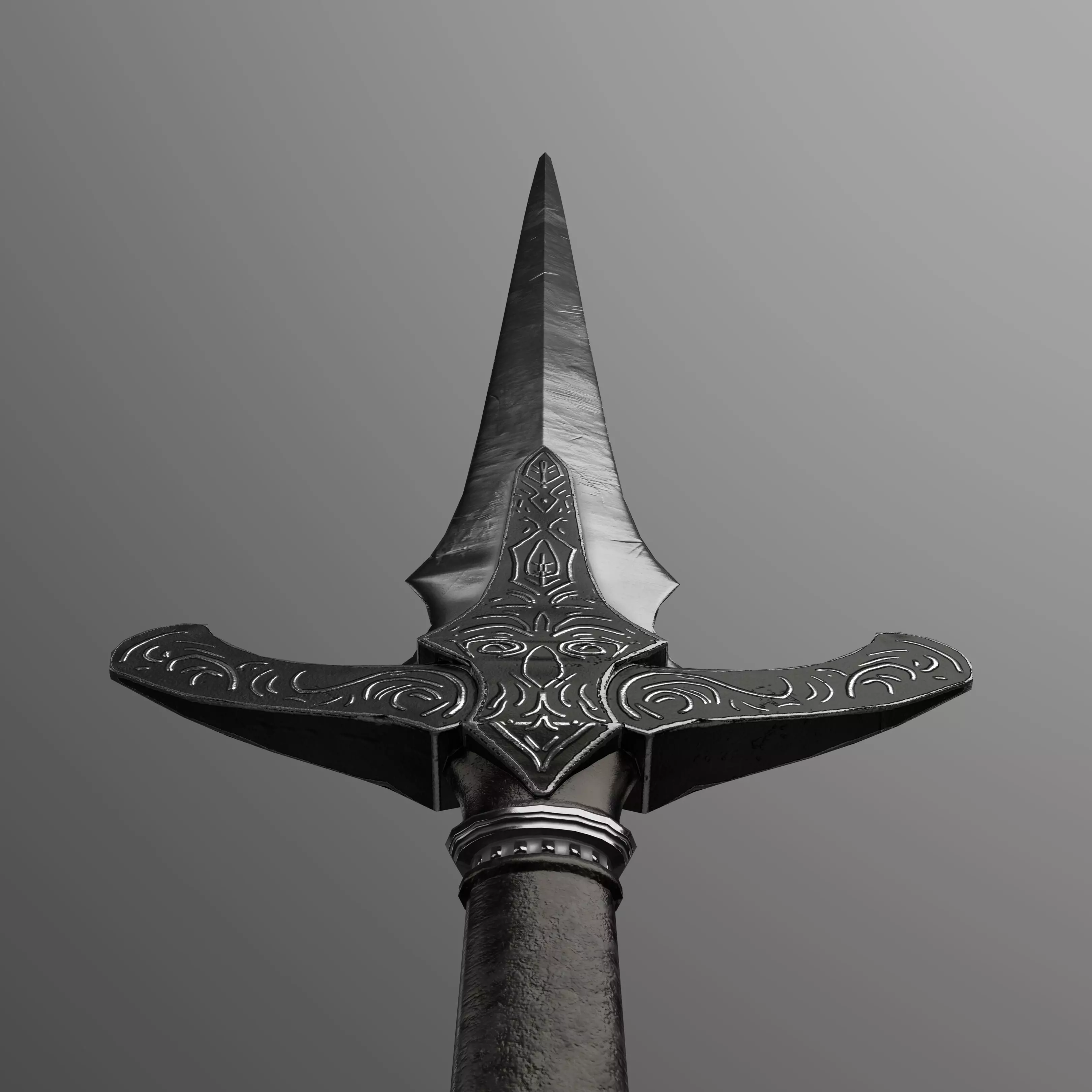 Old sword Low-poly 3D model_0