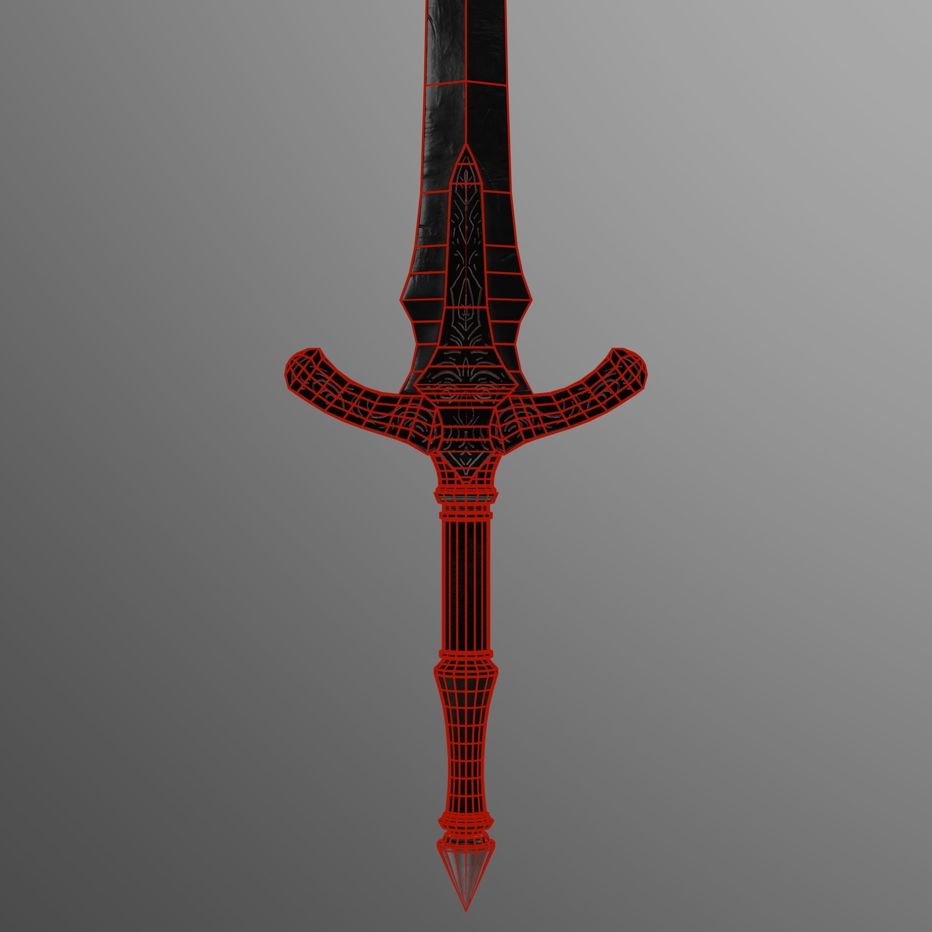 Old sword Low-poly 3D model_9