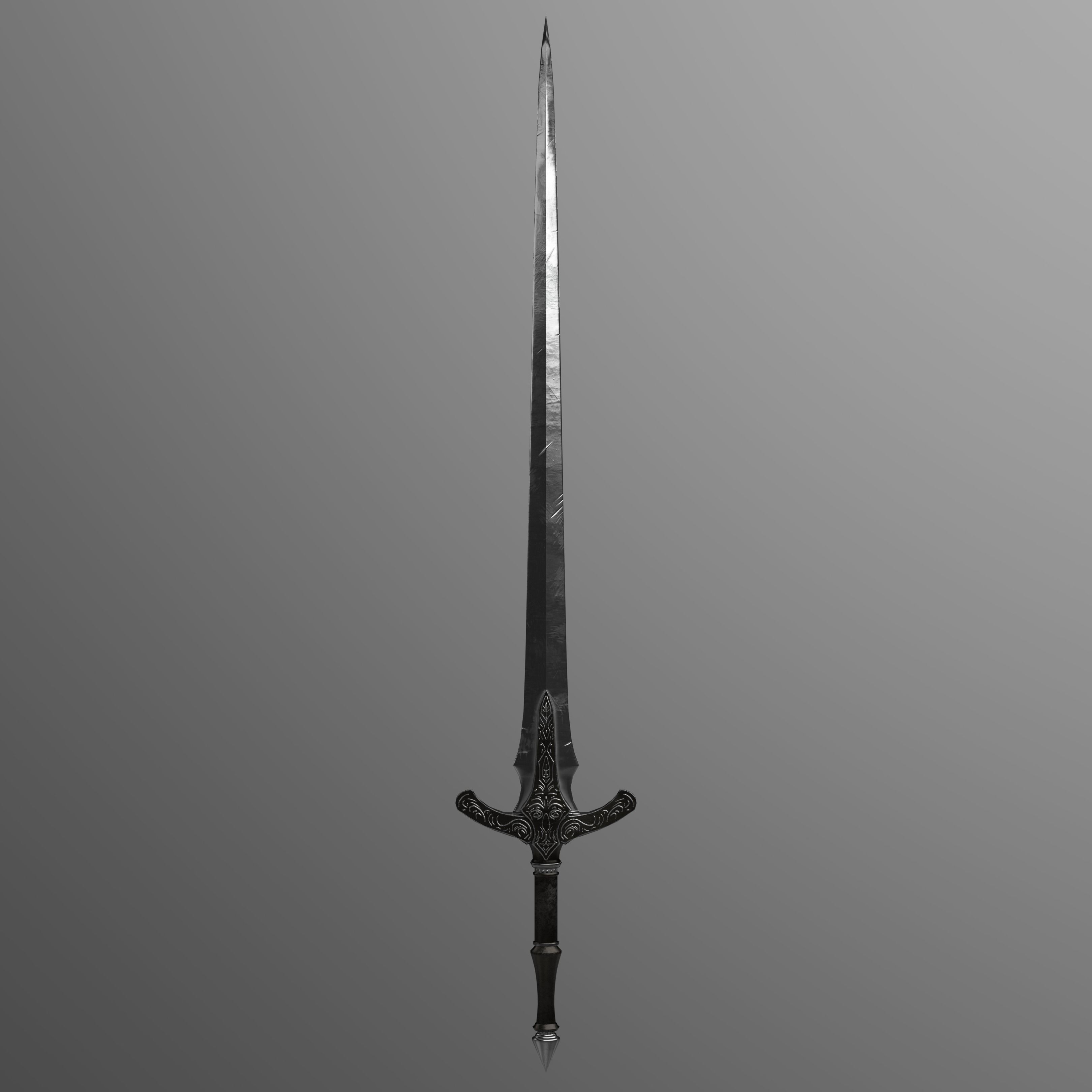 Old sword Low-poly 3D model_1