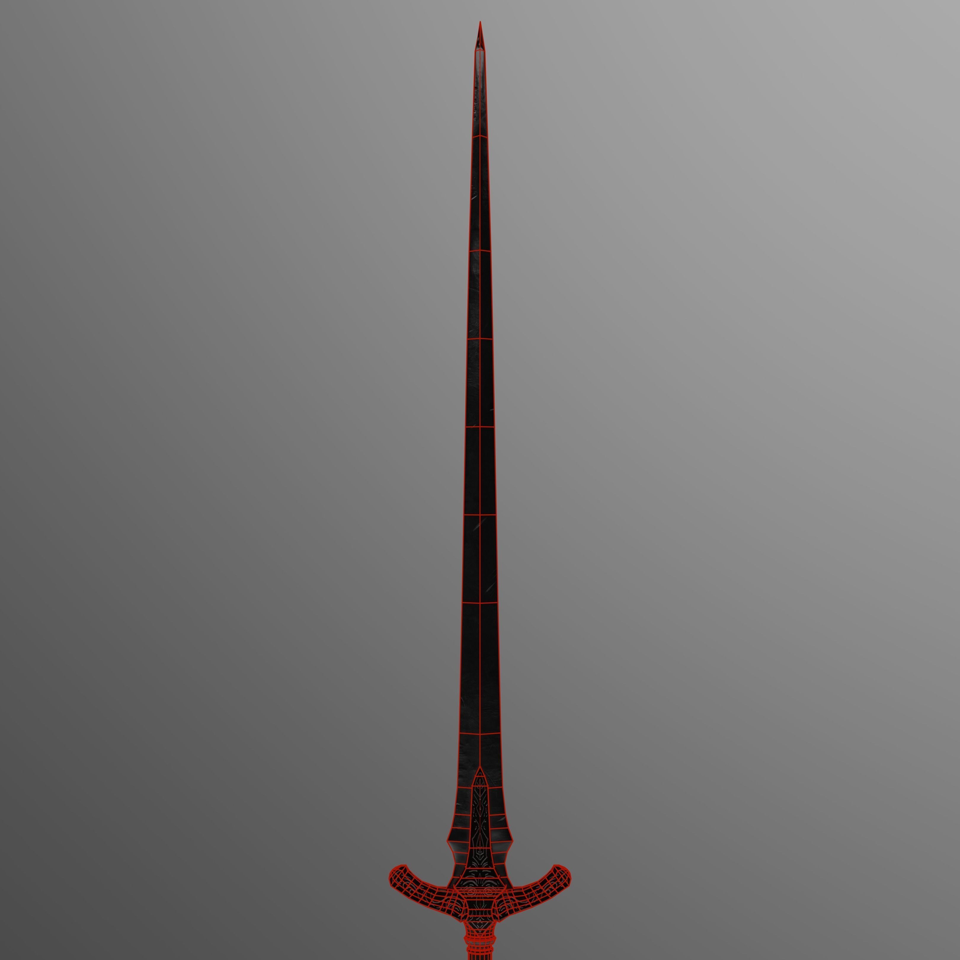 Old sword Low-poly 3D model_10