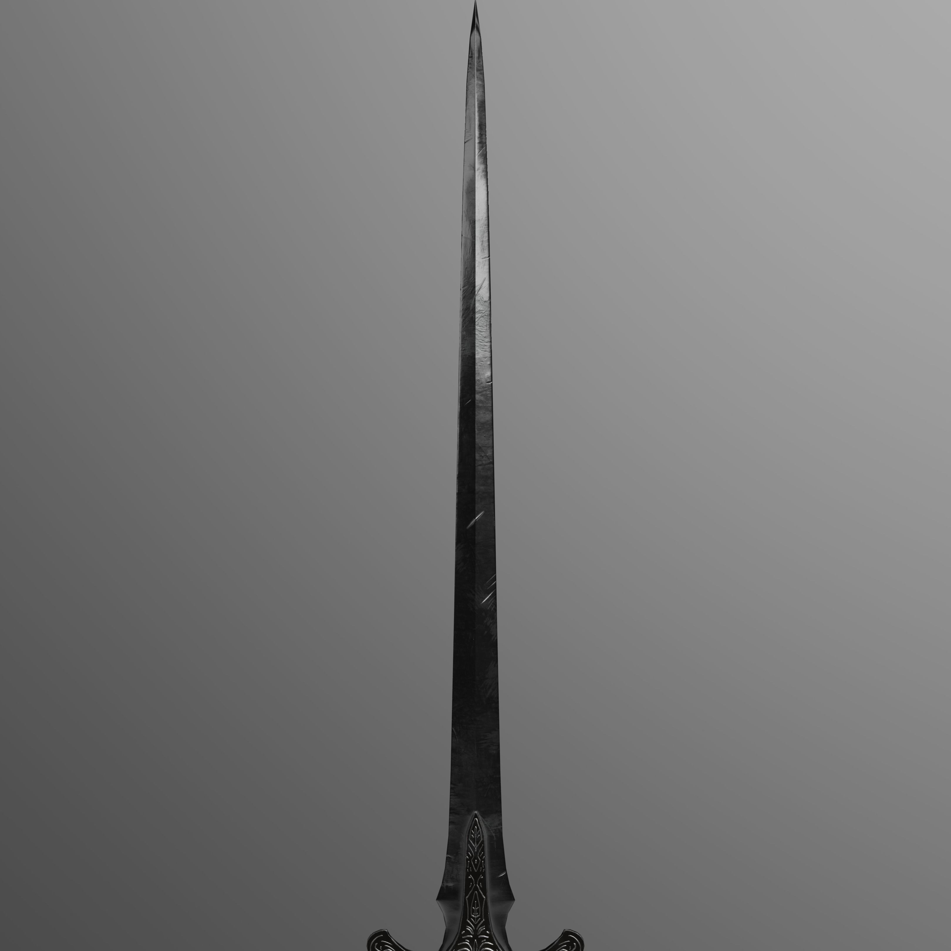 Old sword Low-poly 3D model_3