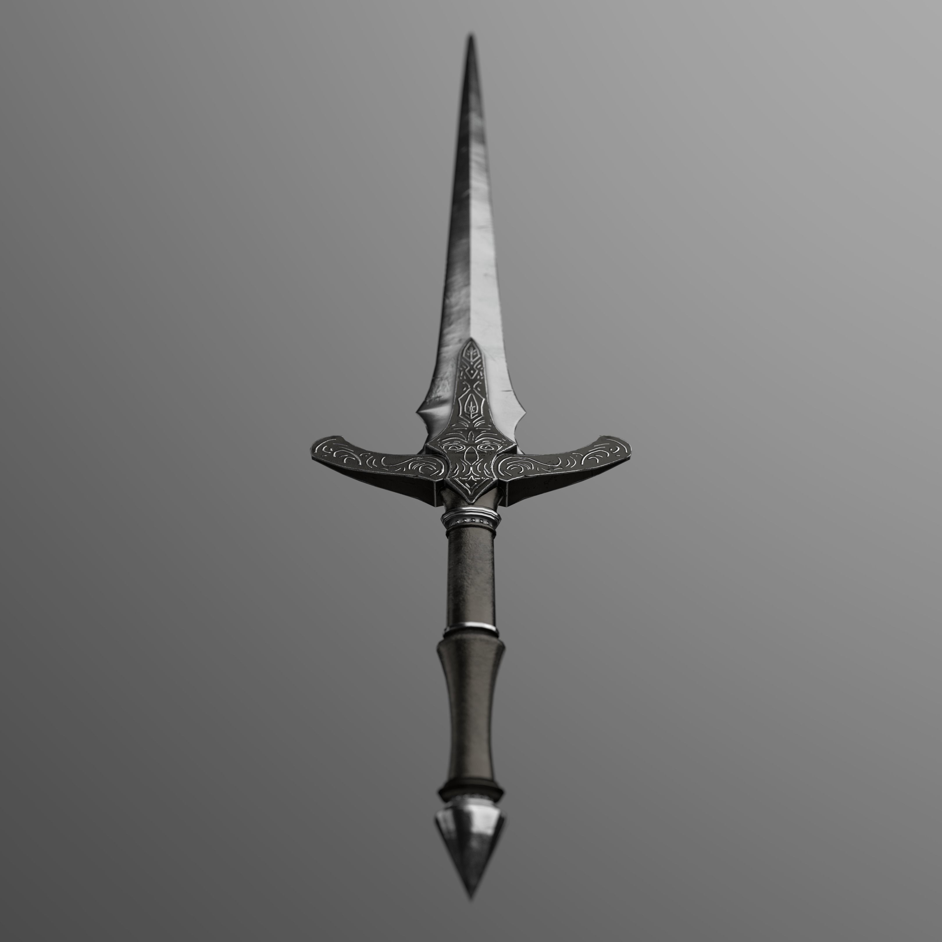 Old sword Low-poly 3D model_8