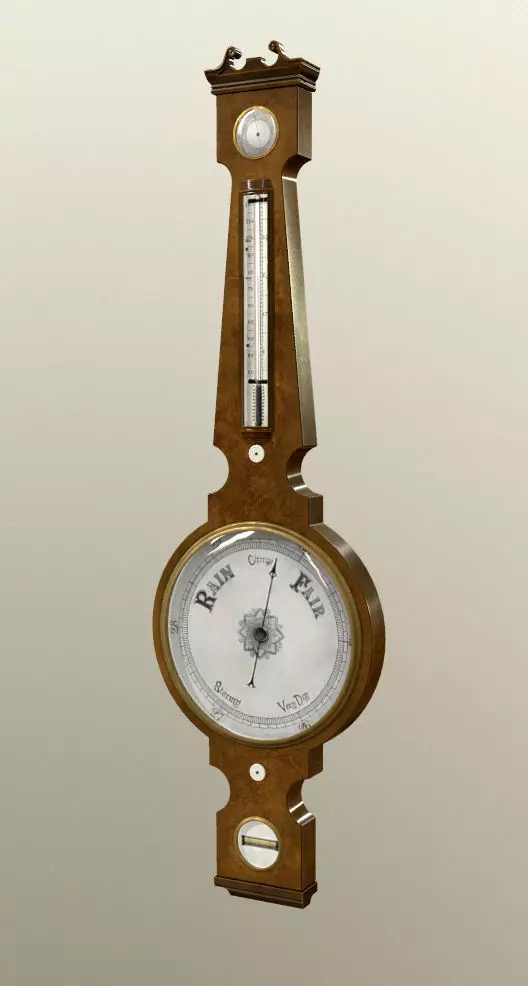 Antique barometer Low-poly 3D model_0