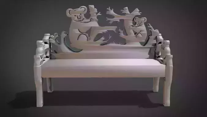 Unique Long Chair Ornament with Koala Ornament motif 3D print model