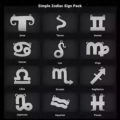 Simple Zodiac Signs 12 Pack 3D Model Collection