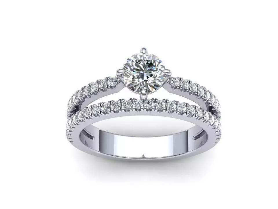 Engagement ring Two diamond arrows printable model 0281 3D print model