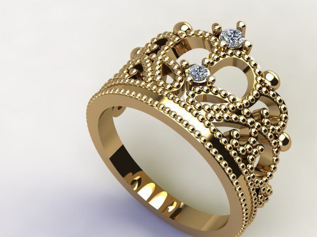 Crown Ring 3D print model_2