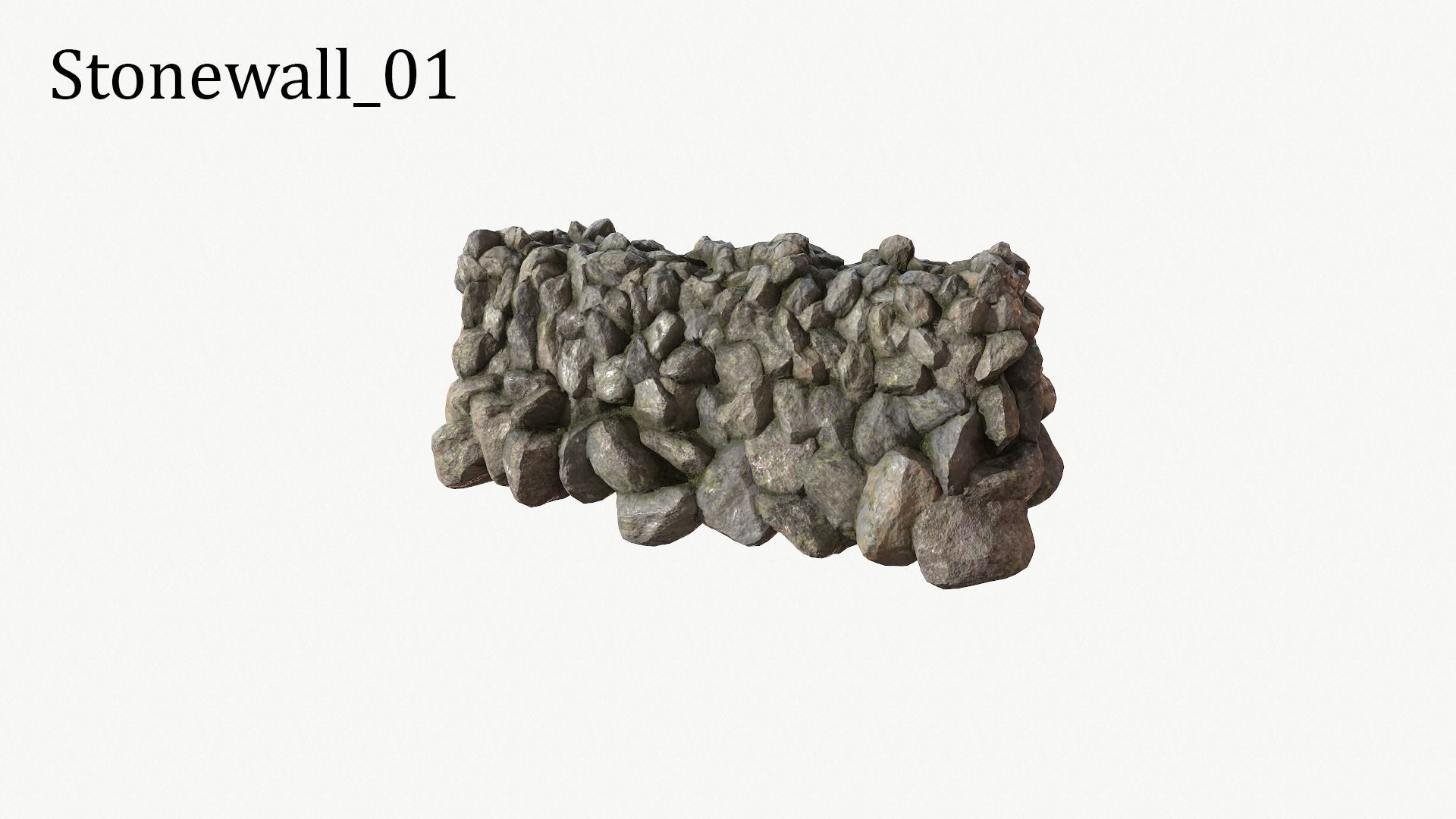 Modular Stone Wall Low-poly 3D model_2