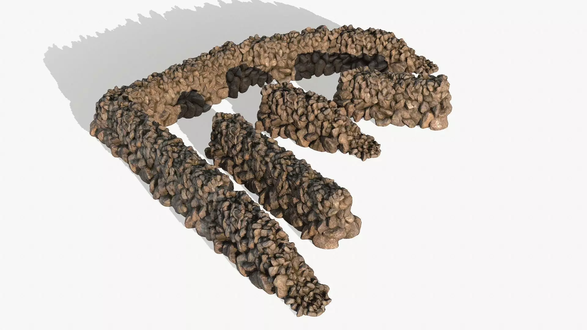 Modular Stone Wall Low-poly 3D model_0