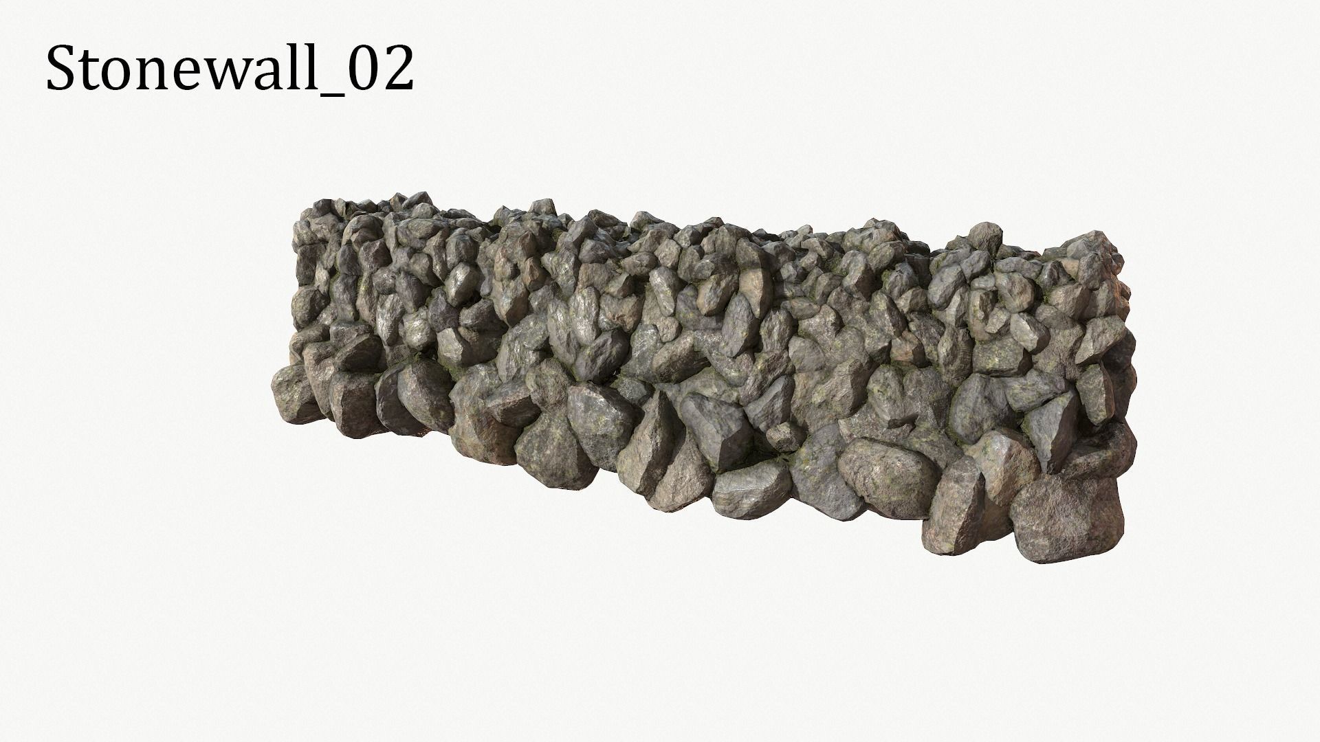 Modular Stone Wall Low-poly 3D model_8