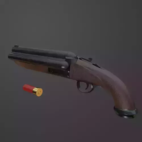 Triple Barrel Shotgun PBR Free low-poly 3D model