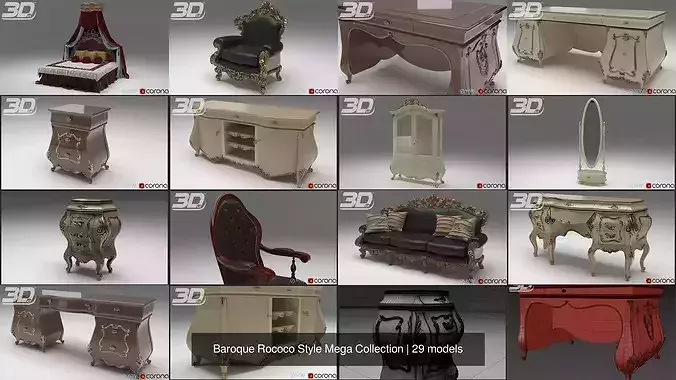 Baroque Rococo Style Mega Collection 3D Model Pack 5