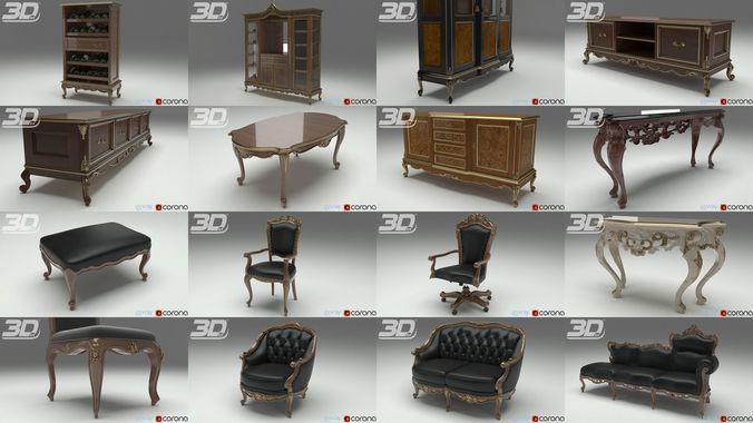 Baroque Rococo Style Mega Collection 3D Model Pack 3