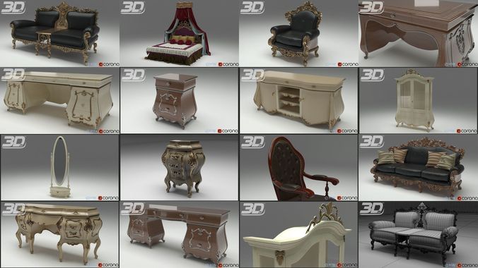 Baroque Rococo Style Mega Collection 3D Model Pack 6