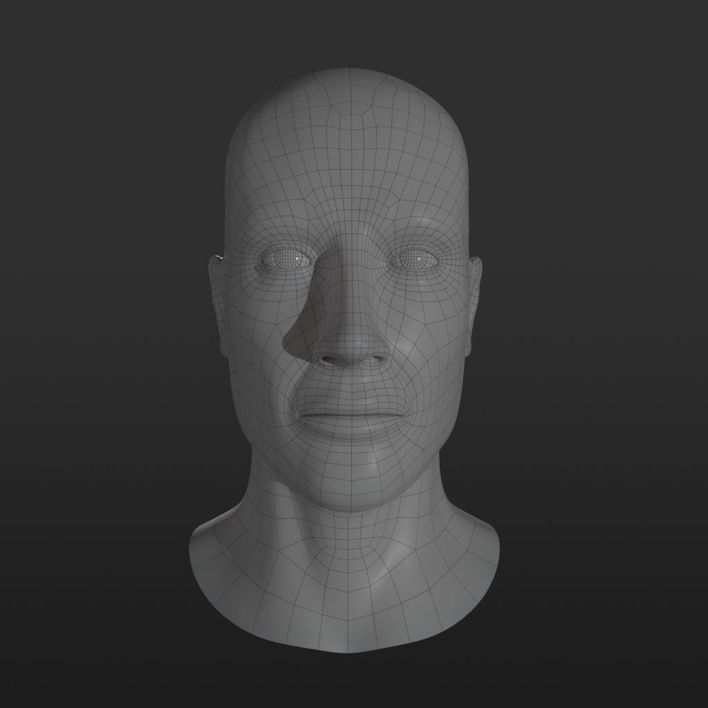 Male Head Base Mesh 3D model_1