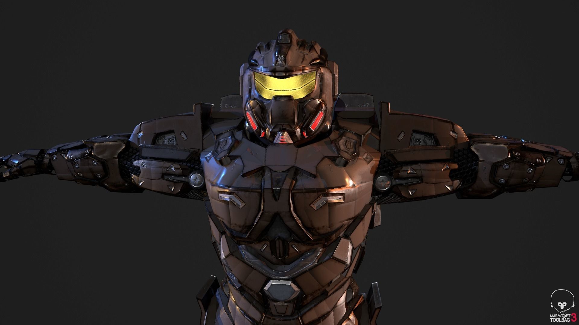 Spacemarine Power Armor Low-poly 3D model_4
