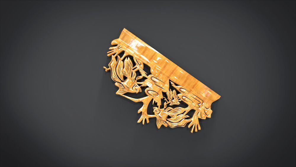 Unique Wall Ornament with Fish Ornament motif 3D print model_10