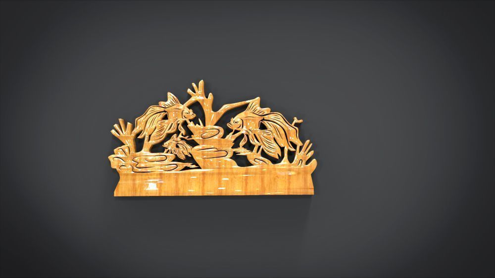 Unique Wall Ornament with Fish Ornament motif 3D print model_2